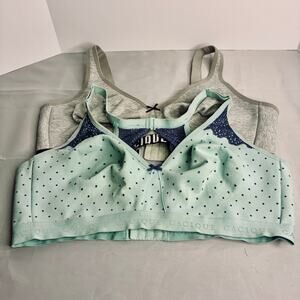 Cacique Lane Bryant Cotton Bras Lot of 2 44DD Comfort Unlined No Wire Green Gray